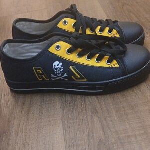 Unisex Jolly Rogers Black, Dark Green and Yellow Sneakers